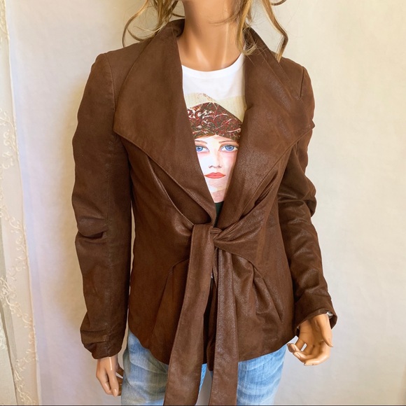 ZARA Faux Suede Brown Stylish Jacket - Picture 3 of 8